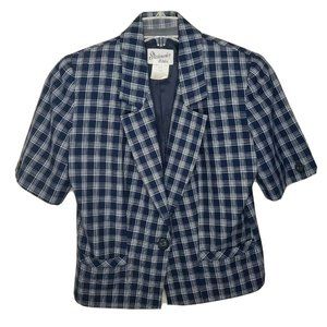 Skirtmaster Petite's Blue and White Plaid Vintage Blazer Size 12